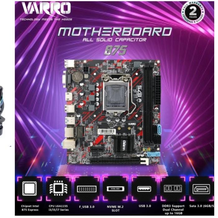 MOTHERBOARD VARRO H61 + PROCESSOR CORE I5 LGA 1155 + RAM 4GB BERKUALITAS
