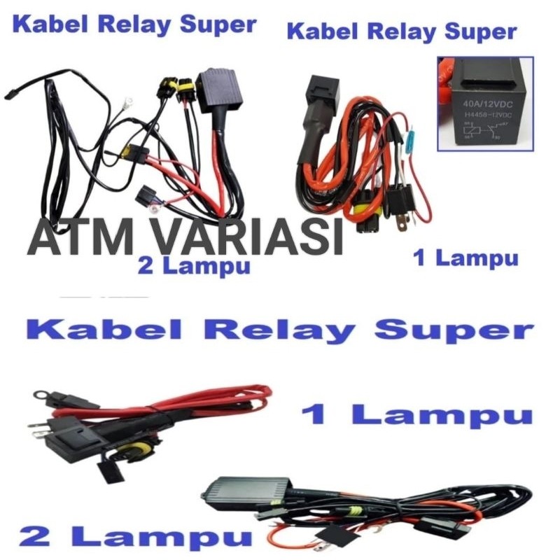 KABEL RELAY SET PROJIE HID / BILED 1 LAMPU 2 LAMPU KABEL RELAY SET UNIVERSAL MOTOR DAN MOBIL