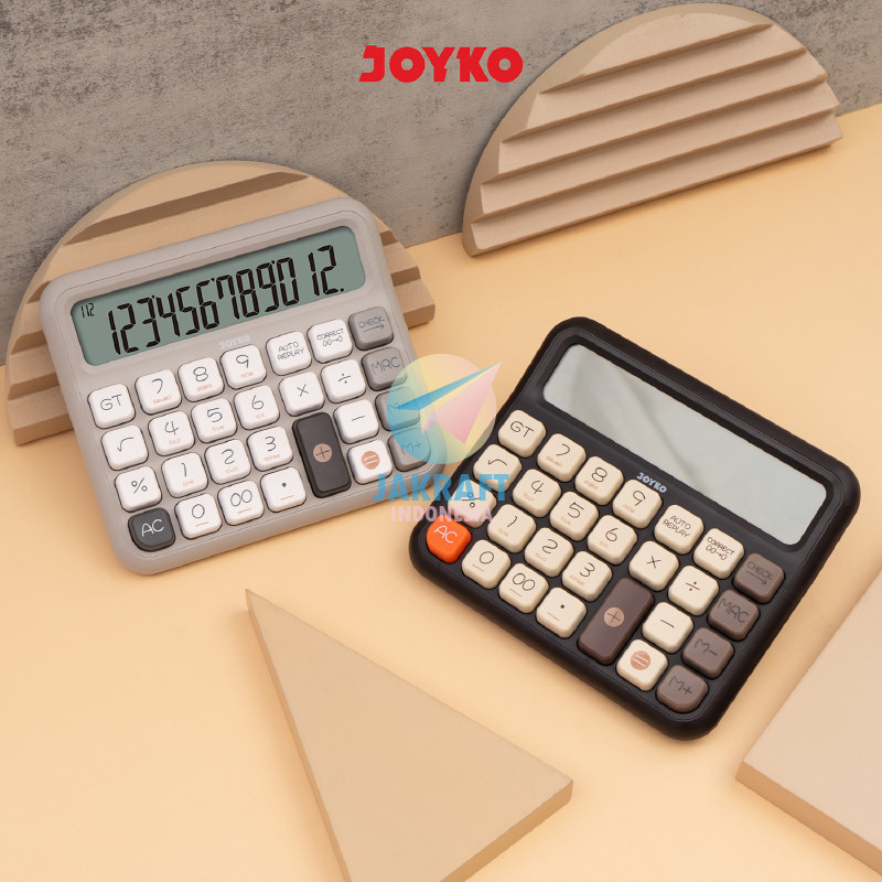 

(1 Pcs) Kalkulator Monochrome JOYKO CC-63BCO Calculator 12 Digits Big Dispay Check Correct 112 Steps