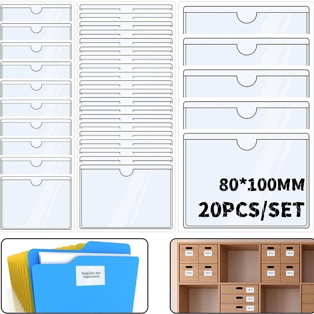 

20 PCS/SET 80*100MM Label Harga Nama Produk Self Adhesive Card Price Tag Holder Label Holder Mika