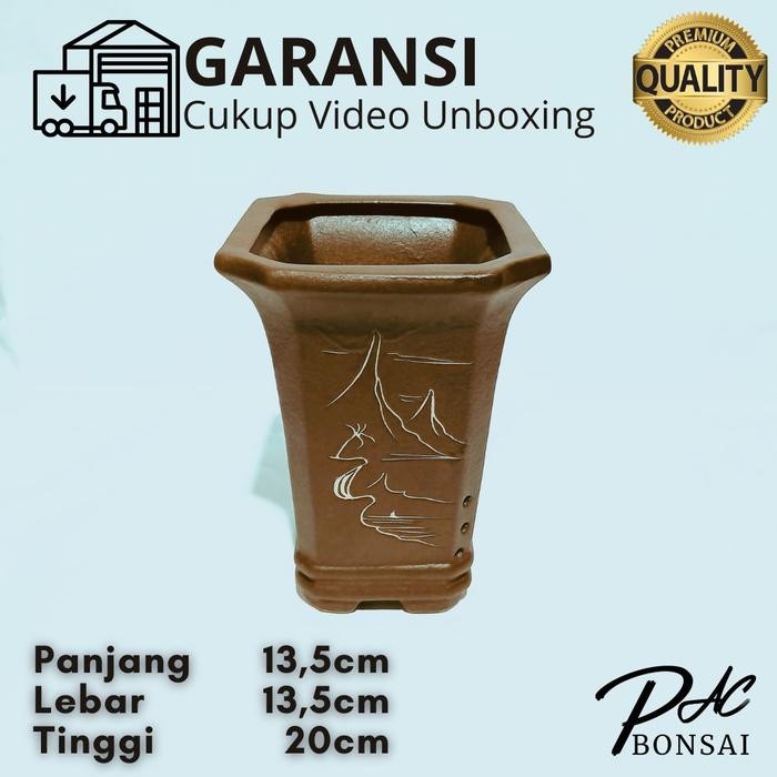 PREMIUM Pot Keramik Bonsai Sukulen Kaktus Bunga Cascade Kotak