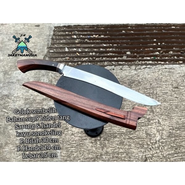 PREMIUM JM pisau sembelih baja Sup9 hiden tang kayu sonokeling