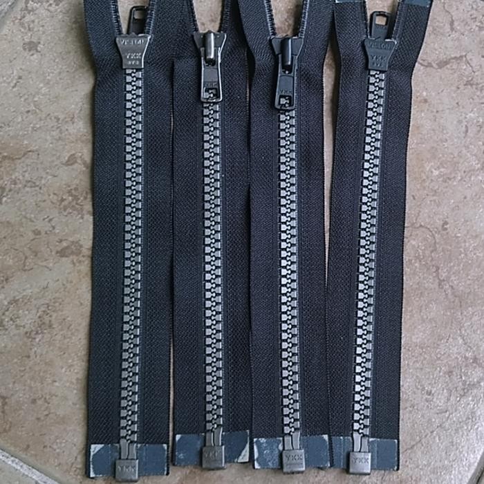 PREMIUM Resleting Jaket Tas Kantong Vislon Original YKK no 8 Hitam Abu 20cm