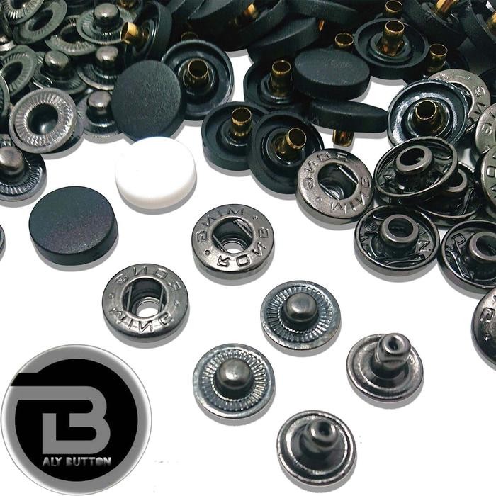 PREMIUM KANCING CETET BESI MING RONG 15 MM HITAM PER 12 PASANG