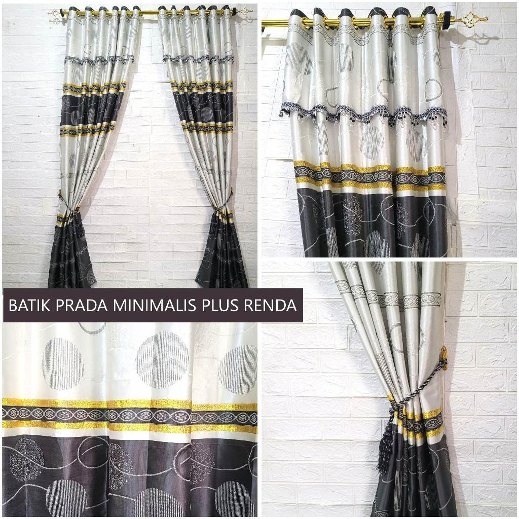 KirimLgSg-1 PCS GORDEN PRADA MINIMALIS BULAT POLKADOT TEBAL ABU HITAM - GORDENG JENDELA KAMAR GORDEN