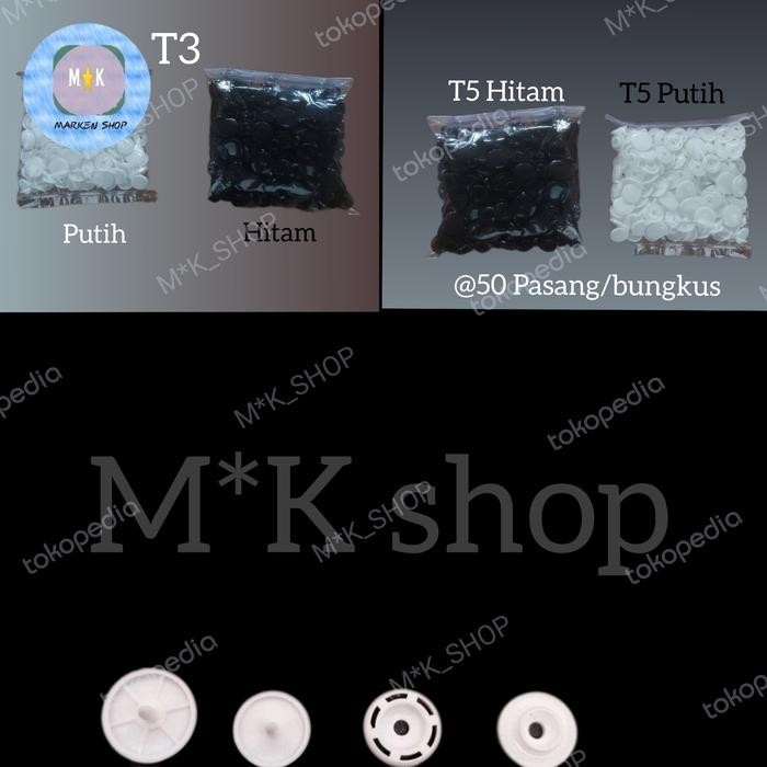 PREMIUM Kancing snap plastik/kancing jepret plastik ukuran T5 Dan T8