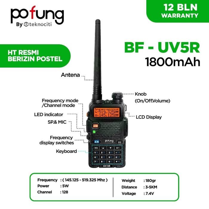 Auqoz X Pofung Ht Walkie Talkie Uv5R - Radio Ht A5 Uhf Vhf Fm / Ht Pofung - Ht Murah Jarak Jauh Ht