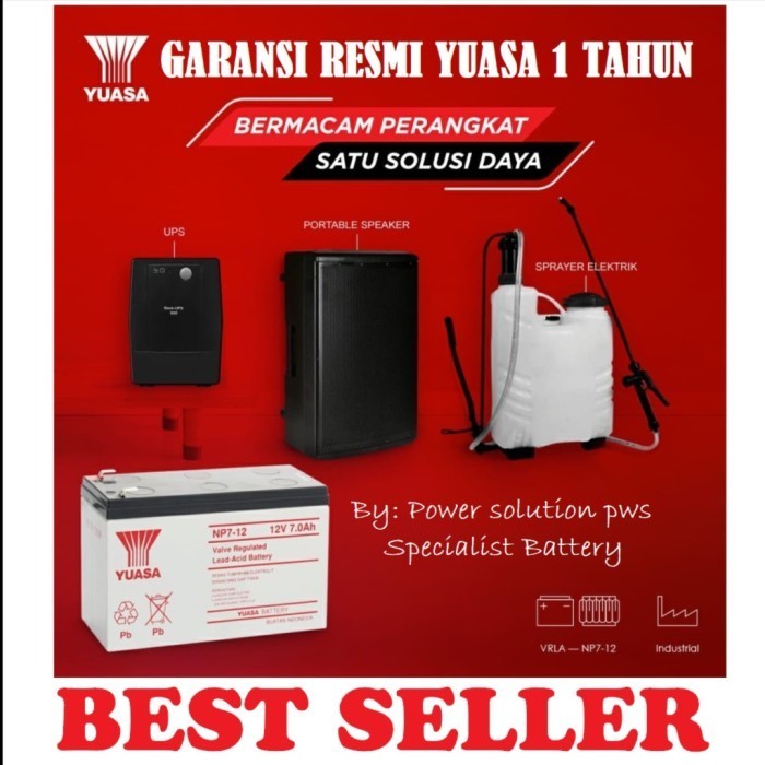 [Expert] Baterai Aki Kering Yuasa 12v 7Ah Aki Kering Ups Yuasa Np7-12 12V 7Ah