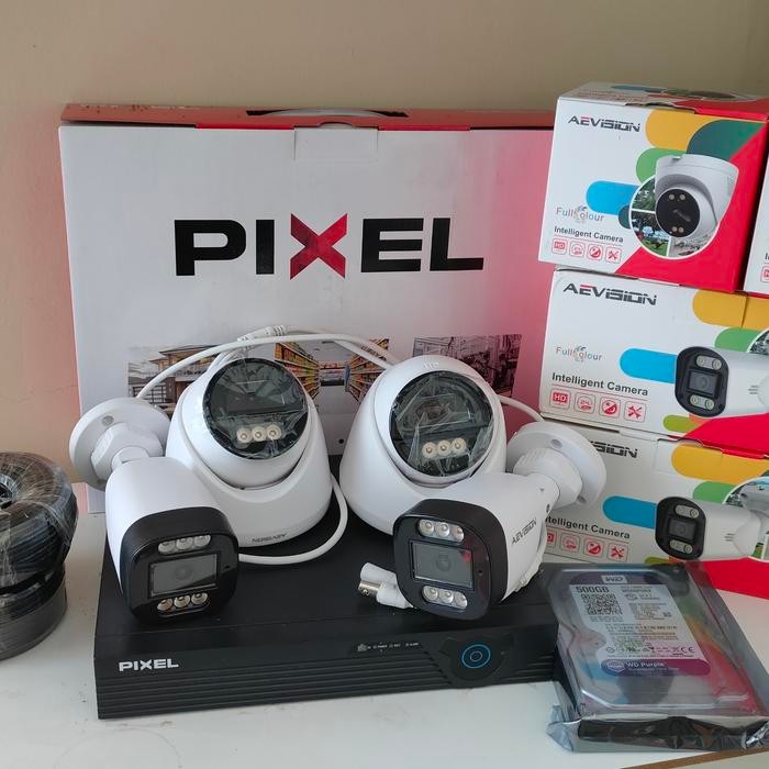 PAKET CCTV 2 KAMERA 2MP COLORVIEW DAN AUDIO DVR 8 CHANNEL + Hardisk