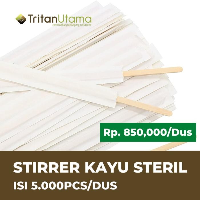 Stirer Kayu Bungkus Kertas Sterill / Pengaduk Kopi - Grosir