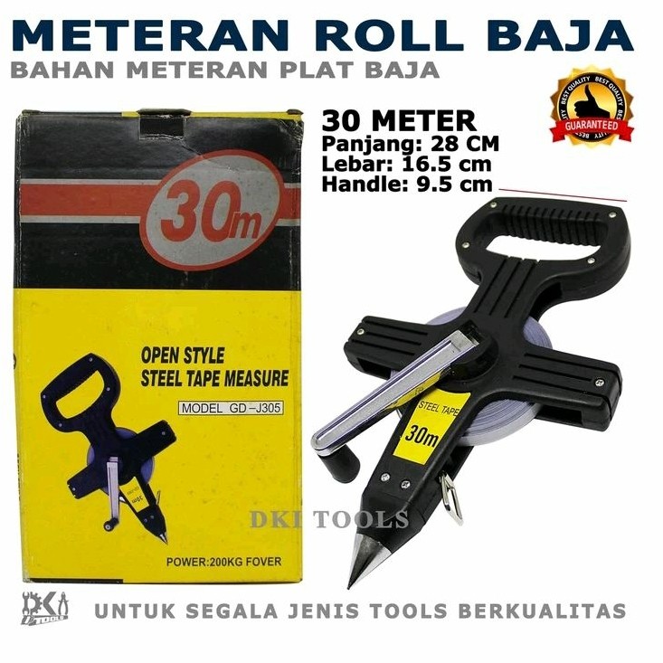 Meteran Roll Gulungan Plat Baja Tancap Tanah Meter Measure Tape 30 Meter