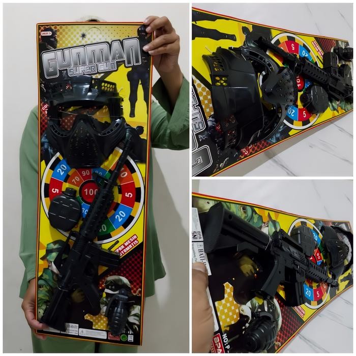 BBshOp,- Mainan Anak Tembakan AK 988 Batre Nyala Lampu LED Bunyi Suara Tembak