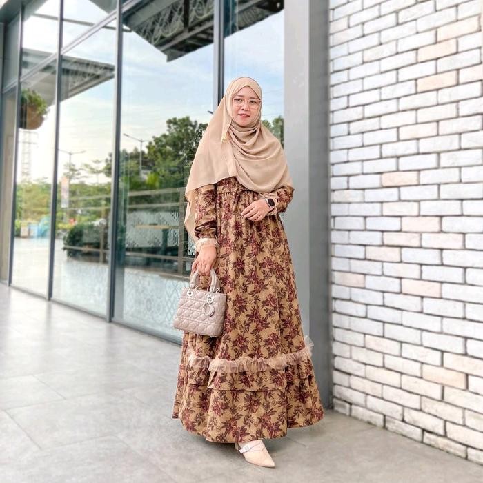 Yoona Dress By Hasnaliya Gamis Yoona Gamis Bunga Cantik Motif Lembut Serut