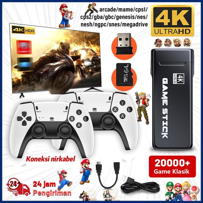 Seru- Game Stick M8Pro 4K Game Console Wireless Gamepad Retro Video Game