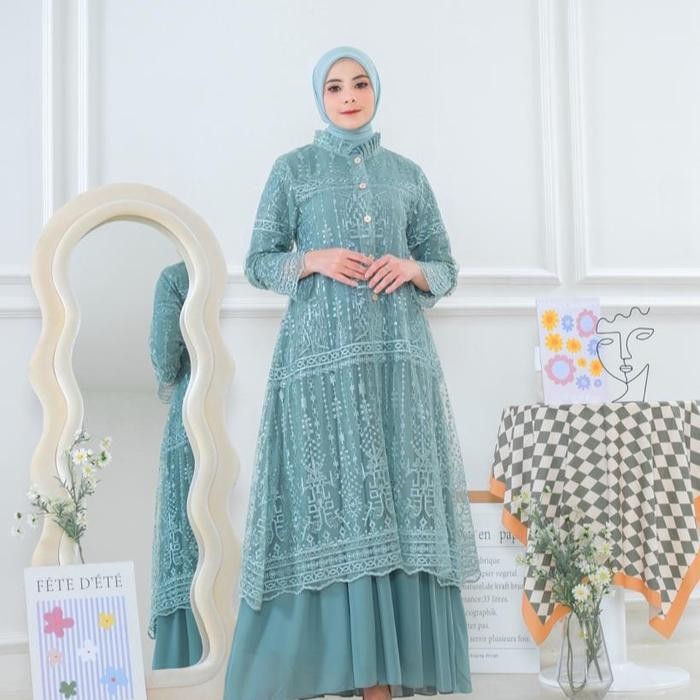 GAMIS OUTER TILE AMERA LD 120cm/GAMIS TERBARU/ GAMIS MEWAH/ GAMIS BORDIR/ GAMIS PESTA/ GAMIS