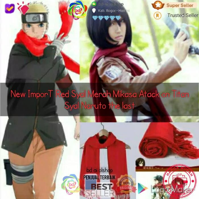 New ImporT Red Syal Ayano Mikasa Atack on Titan Syal Naruto the last