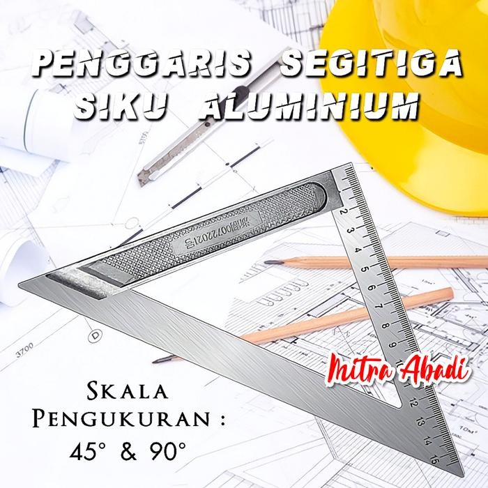 

Ready JT Penggaris Segitiga Siku Aluminium Stainless Triangle Ruler MULTIFUNGSI