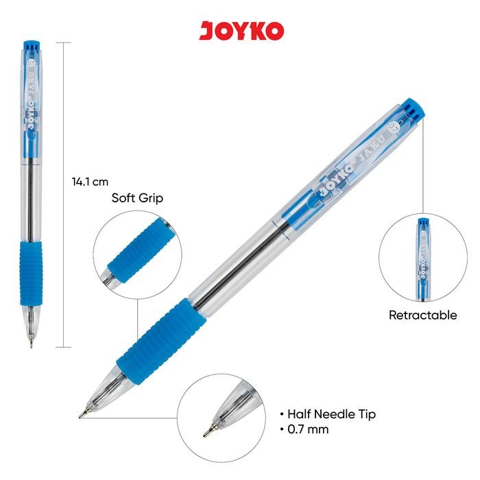 

Ready JT Ball Pen Pulpen Pena Joyko BP-255 Jaku 0.7 mm 1 Box 12 Pcs