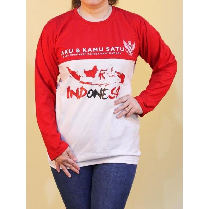 Atsan T Shirt Seragam Wanita Atasan Baju Agustusan Baju Tujuhbelasan Kaos 17An Baku Merah Putih Indo