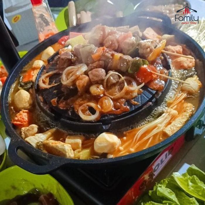 BBQ-380 Bulgogi Pan + Steamboat Alat Pemanggang Kompor Grill Grill Plate Barbrcue Plate