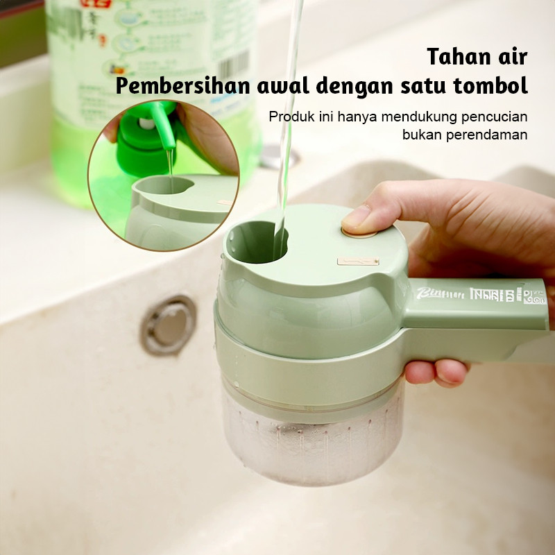 KUCUU Food Chopper 4 in 1 Alat Pemotong Sayuran Elektrik Pemotong Kentang Pemotong Bawang Mini