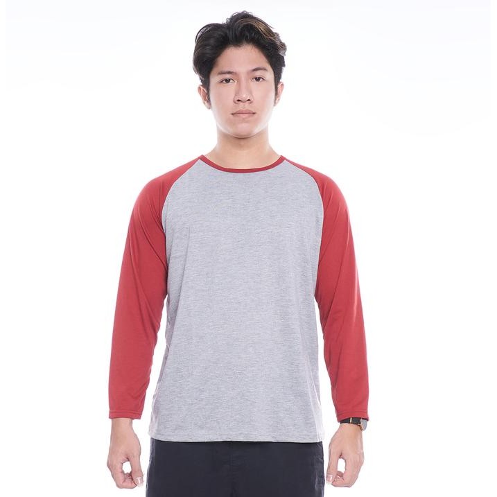 KAOS RAGLAN PANJANG ABU MISTY COWOK HIJAU POLOS PRIA