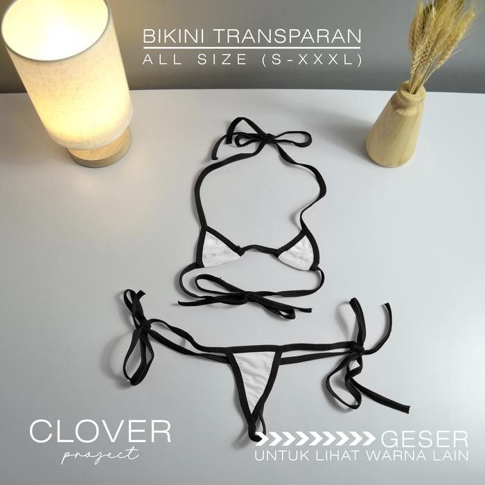 Micro Bikini Transparan Lingerie Transparan Thong G string Bra Set