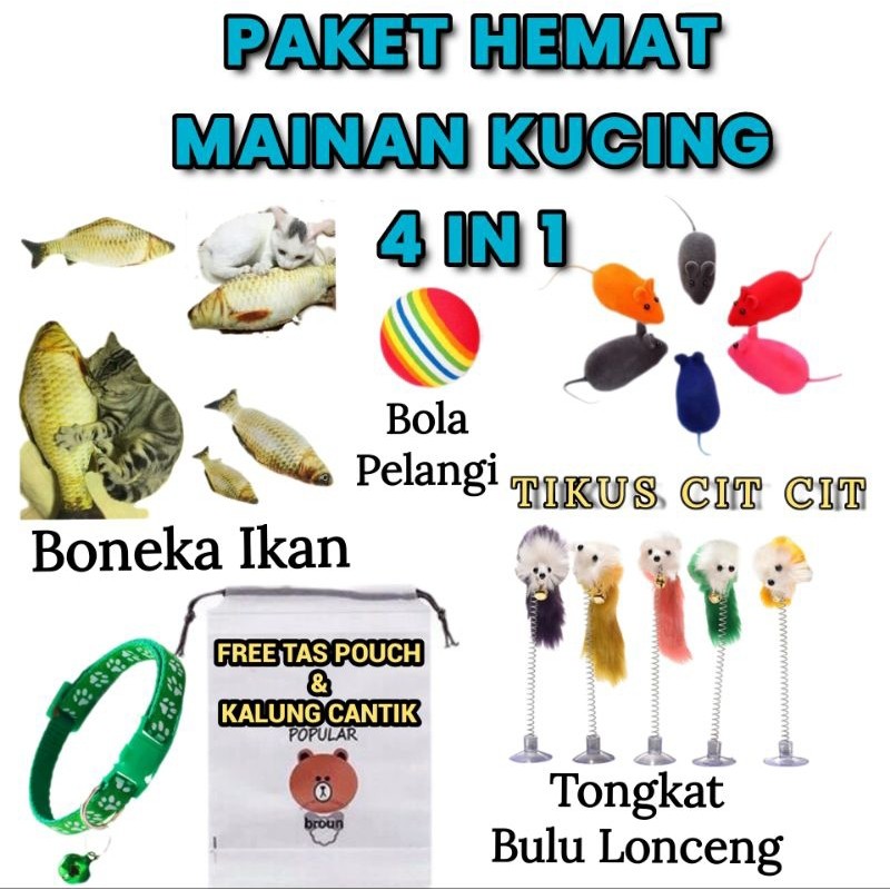 PAKET HEMAT MAINAN KUCING LENGKAP & MURAH Free Tas &Kalung