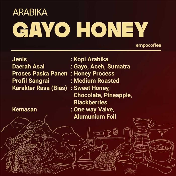 

Terlaris- Kopi Arabika Gayo Honey Aceh Sumatra Arabica Coffee Bean Coffe 200 Gr