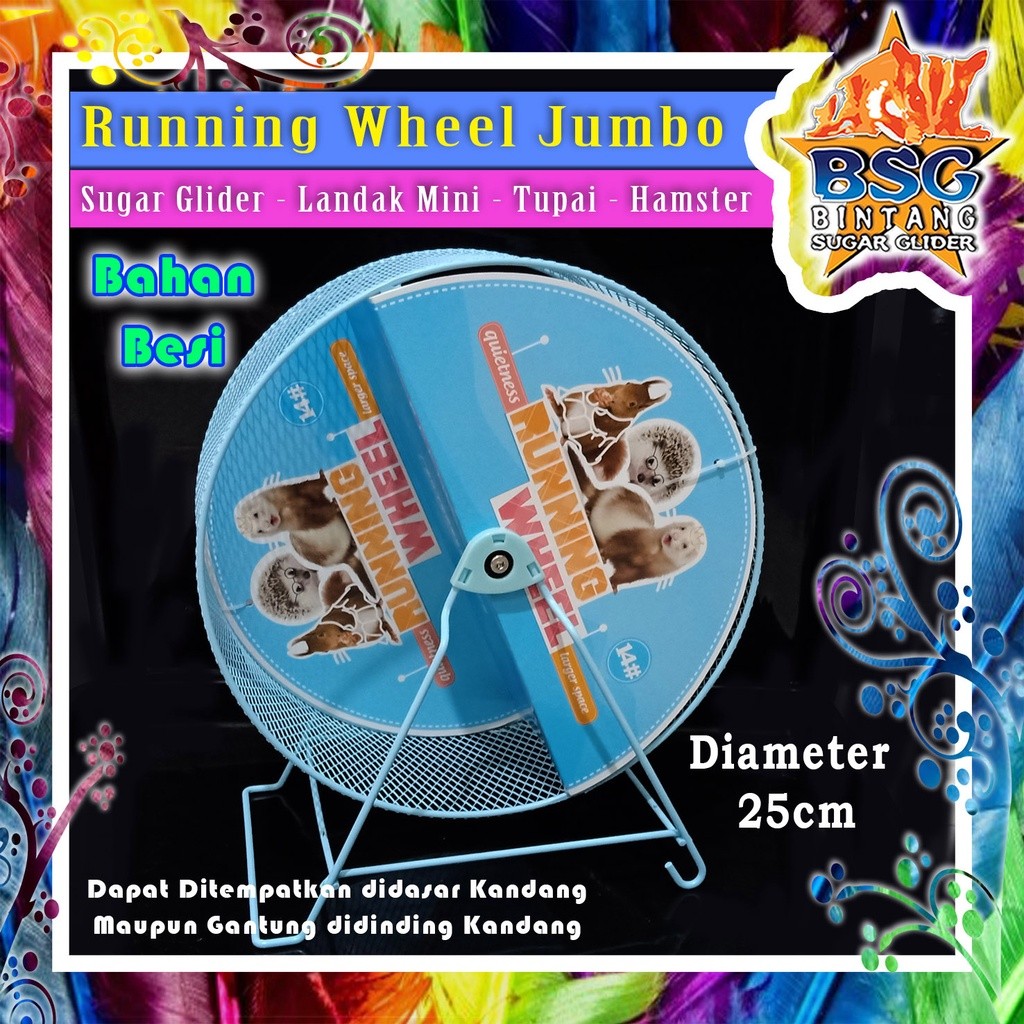 Dayang Running Wheel Jumbo Besi - Kinciran Sugar Glider - Landak Mini - Chinchilla - Hamster -