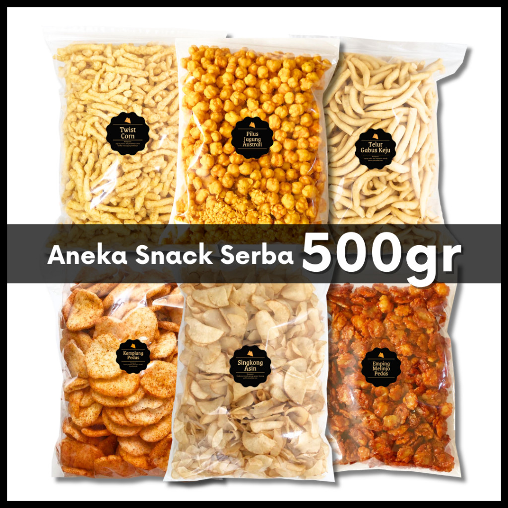 

[DELISH SNACKS] Aneka Snack Grosir 500 Gram / Cemilan Cemilan Grosiran Kiloan Murah Enak Asin Pedas