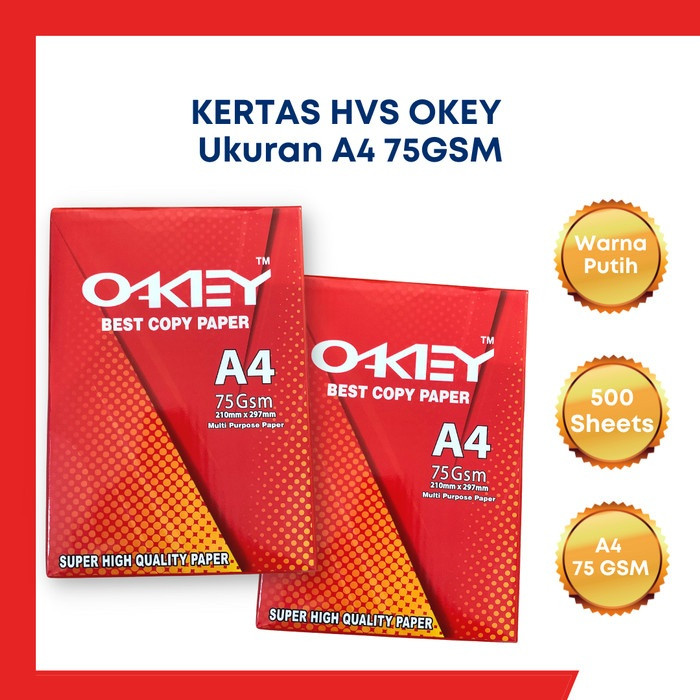 

Termurah !! Kertas Fotocopy Print HVS A4 70 - 80 Gsm KIKY/OKEY / Rim