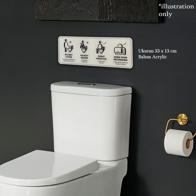 

Sticker stiker Acrylic akrilik Sign Board signage Toilet Rules Peraturan Aturan WC Kloset