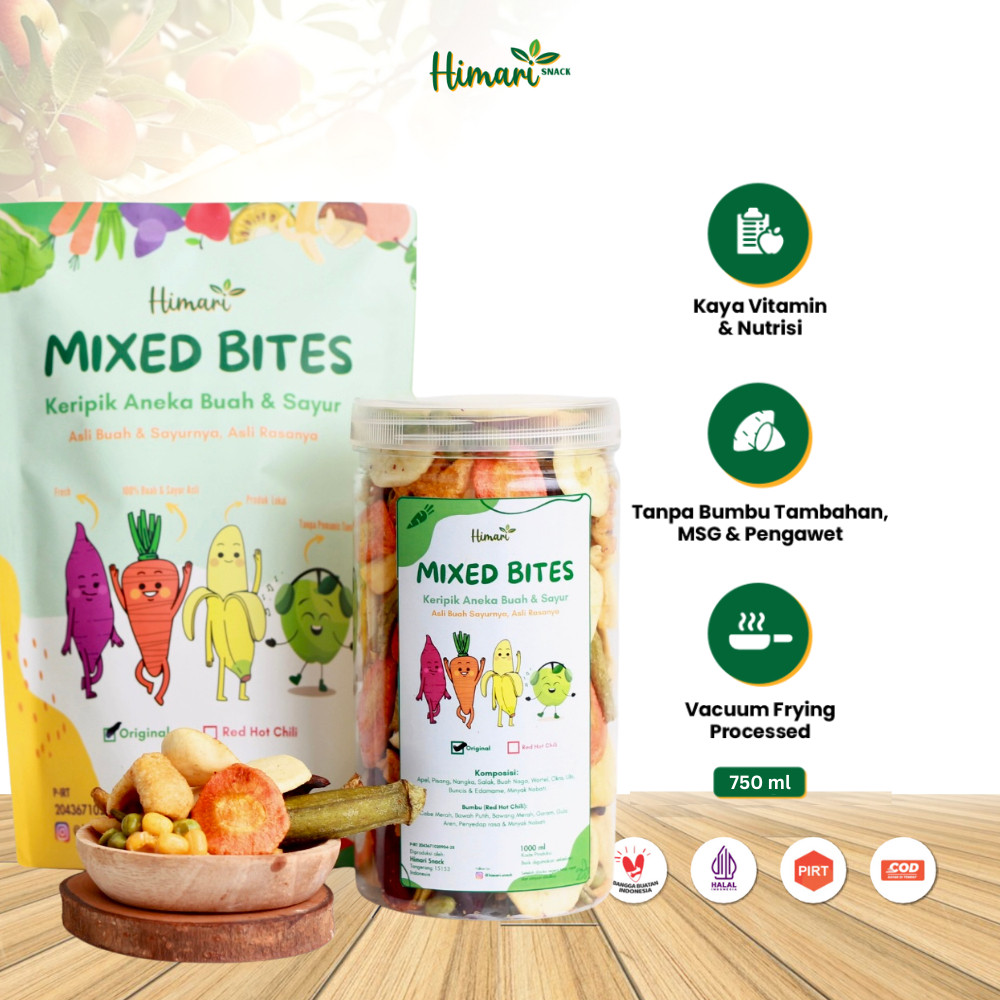 

Himari Mixed Bites Keripik Buah Sayur Kering Mix 100% Produk Lokal