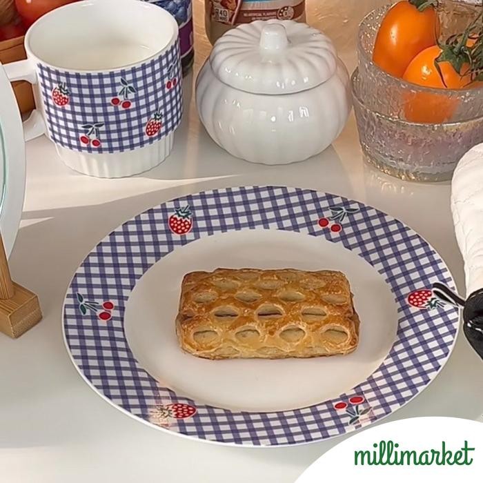 CHERRY SERIES PLATE & GLASS/Piring dan gelas keramik estetik motif buah