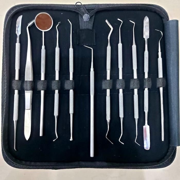 Dental kit Stainless steel isi 8 Alat pembersih Karang Gigi Manual