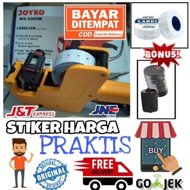 

PAKET LENGKAP STIKER LABEL HARGA LABEL EXP ASLI MERK JOYKO 8 DIGIT WARNA BIRU MERAH HITAM KUNING