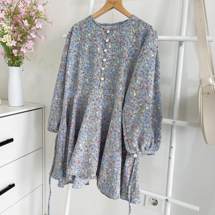 (Expert) HANA BLOUSE Long hana blouse motif lucuu floral blouse