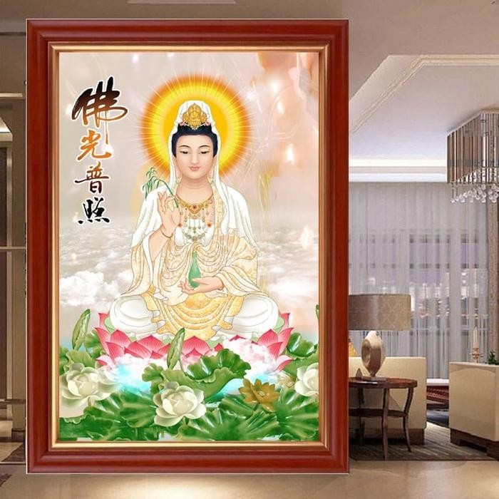 Terlaris Lukisan Diamond Painting Jadi Dewi kwan im teratai 55*78 full D208