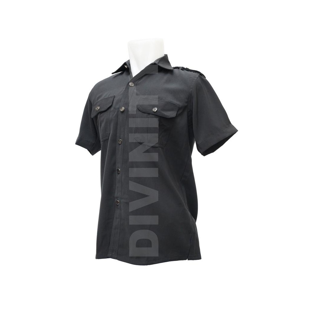 BAJU CELANA SET SAFARI ABU LENGAN PENDEK KANCING EMAS SERAGAM SATPAM