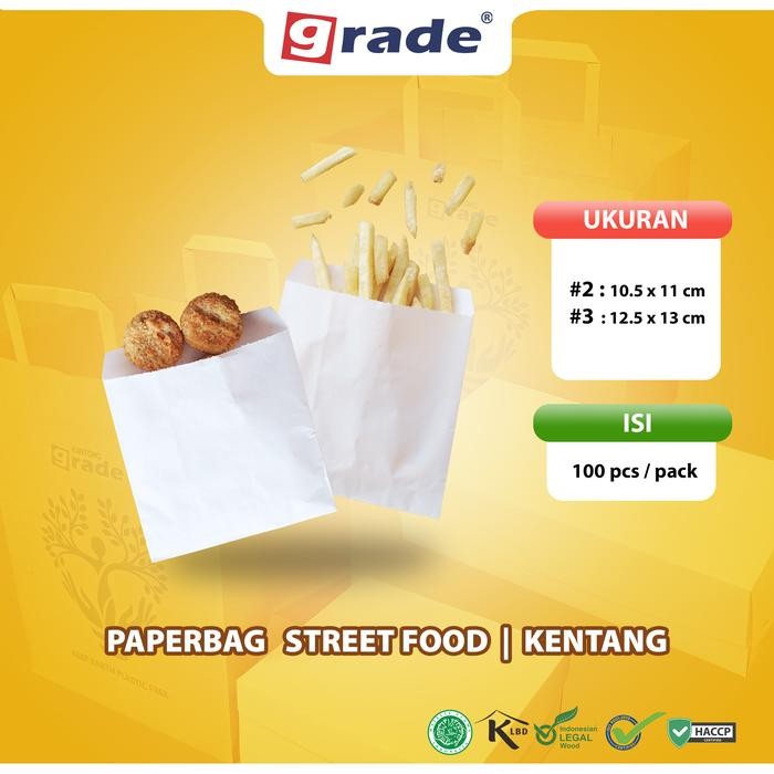 

Happy- GRADE Kantong Kertas V Bottom Street Foods Kentang Goreng
