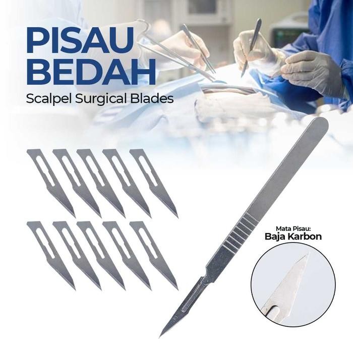 

Pisau Bedah Pisau Ukir Buah Scalpel Surgical Blades 10 PCS Number 11