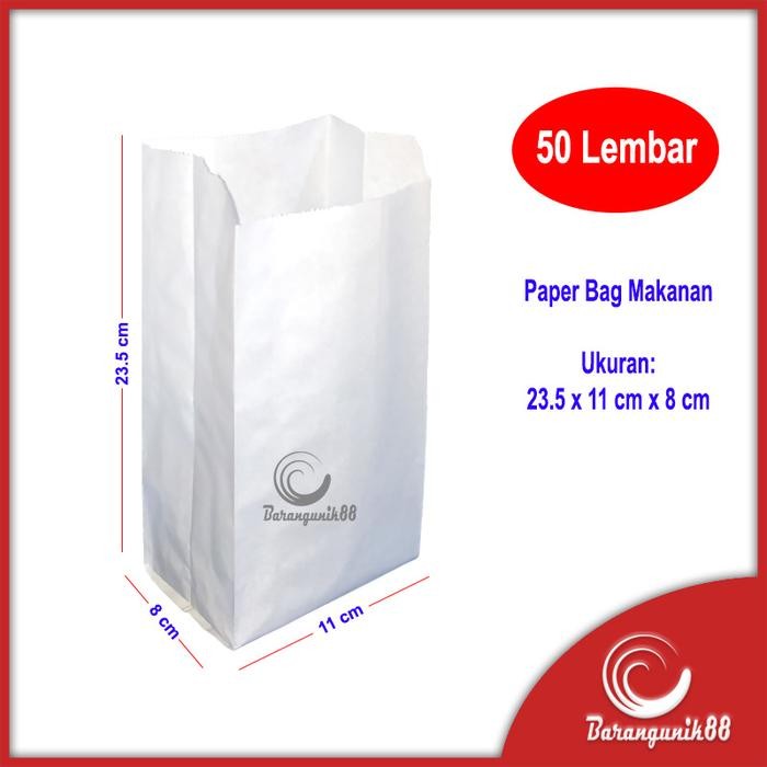

Happy- Kantong Kertas Paper Bag Makanan Anti Minyak Paperbag White 23.5x11x8c