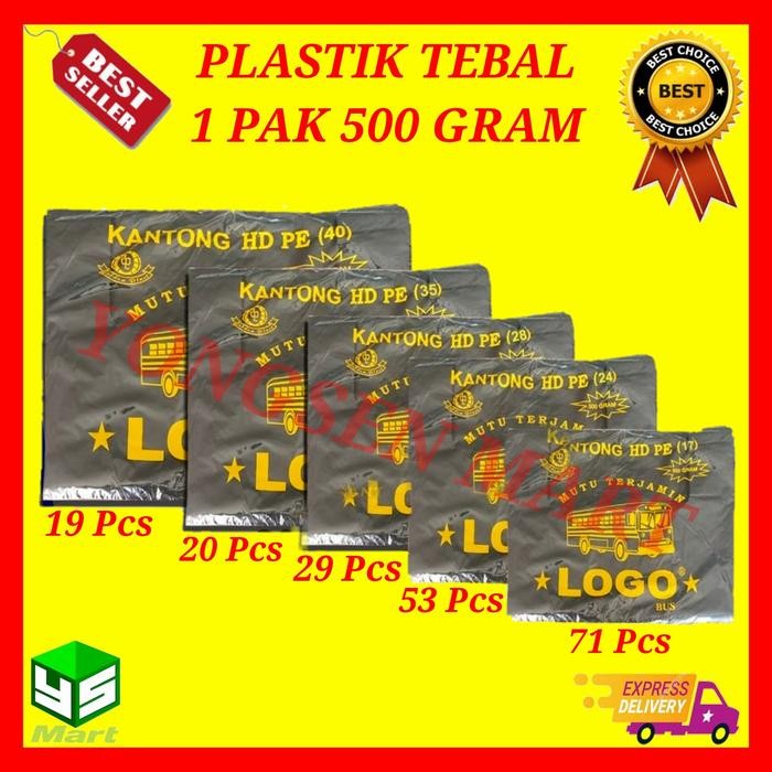 Pesta- Kantong plastik tebal hitam kresek merk LOGO 17 24 28 35 40 50 jumbo
