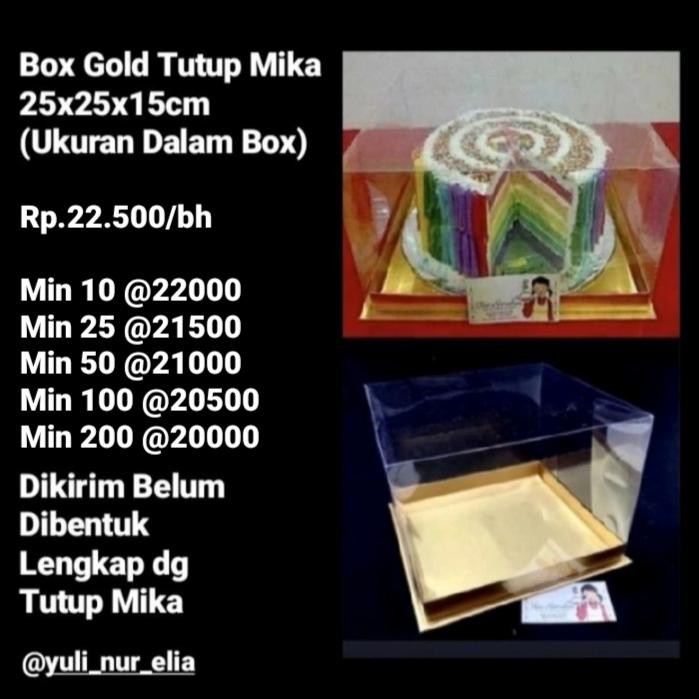 

Pesta- Box gold uk 25x25 tutup mika tinggi 15cm