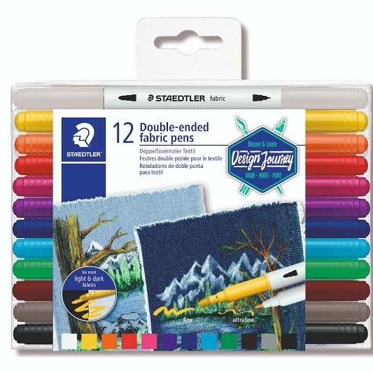 

SET 12 WARNA SPIDOL KAIN DUAL TIP STAEDTLER DOUBLE ENDED FABRIC PENS