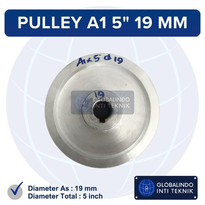 PULI / PULLY / PULLEY DINAMO KOMPRESOR ANGIN ALUMINIUM A1 5" AS 19 MM