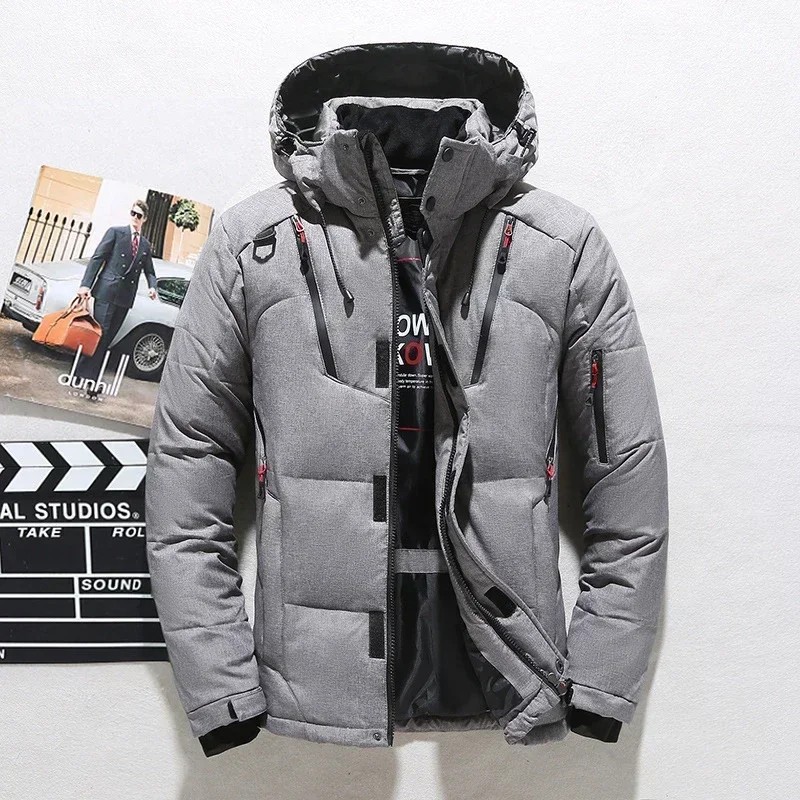 Winter Mens Down Jacket High-Quality White Duck Down Coat -20 Degree Windproof Jacket Men Hooded
