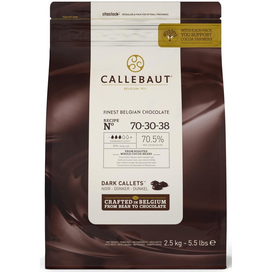 

Callebaut Dark Chocolate Extra Dark Bitter 70.5% - 2.5 KG