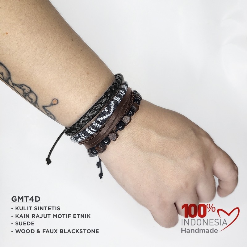 Makmur_55 Gmt4A Gelang Multilayer Set Isi 4 Pcs - Gelang Vintage, Etnik, Retro Style - Gelang Pria